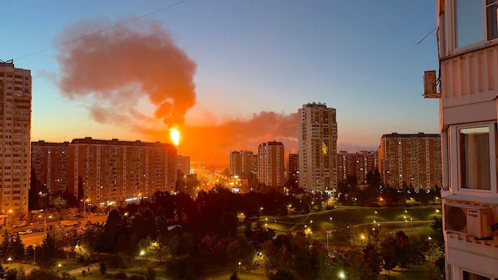 Flames and smoke rise from Moscow