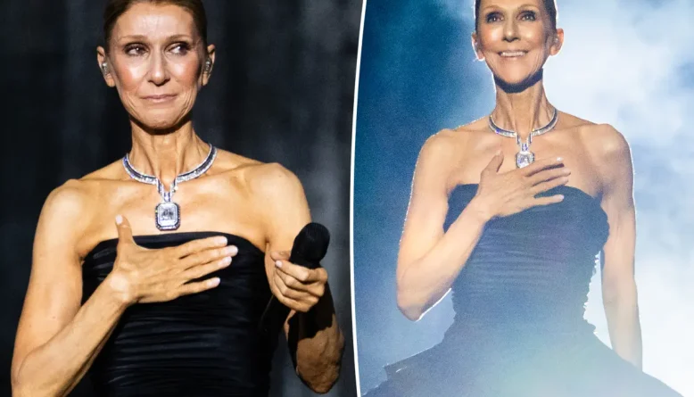 Celine Dion usa colar Boucheron em estreia em Paris e diz que joia a faz sentir que René ainda está presente