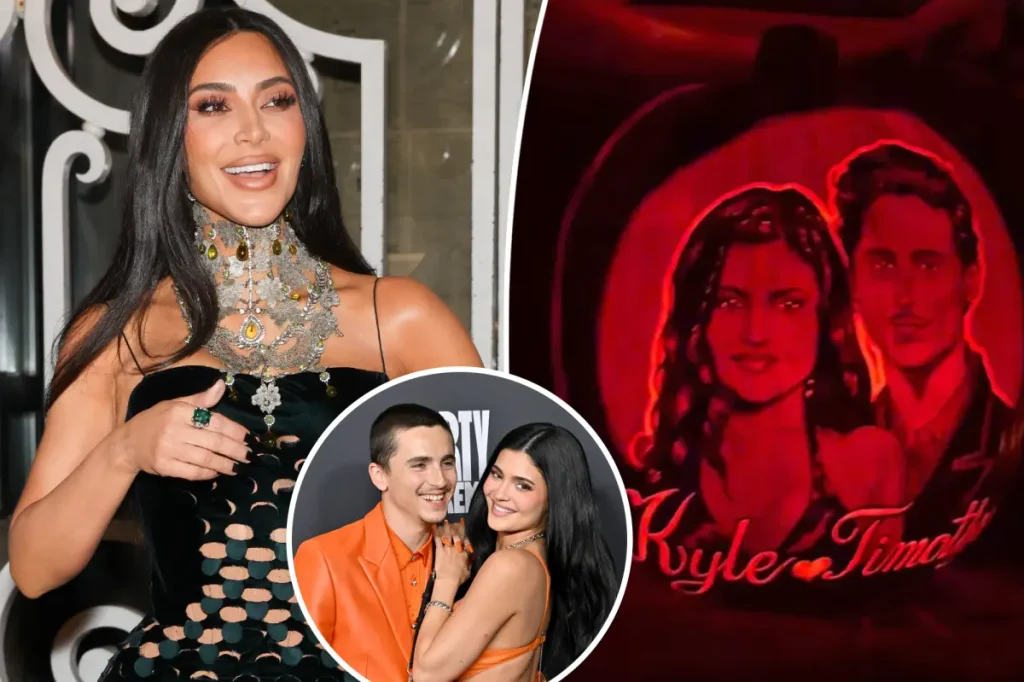 Kim Kardashian erra nome de Timothée Chalamet em retrato de abóbora de Kylie Jenner