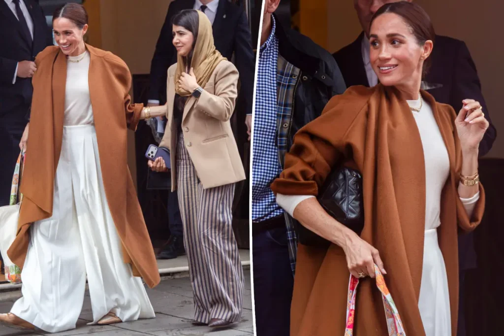 Meghan Markle usa Ralph Lauren e joias de US$ 21 mil em almoço em Londres