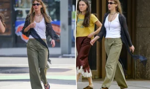 Jennifer Lawrence aposta em calça chino de colaboração entre Banana Republic e La Ligne