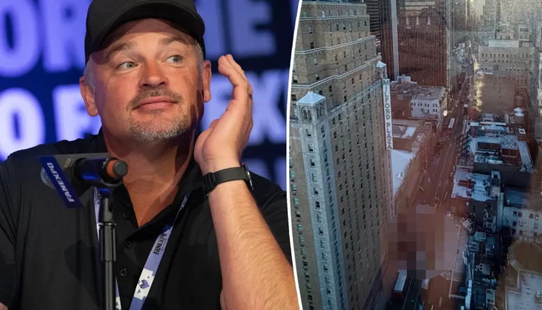 Tom Welling se expõe acidentalmente em reflexo de janela de hotel durante evento em Nova York