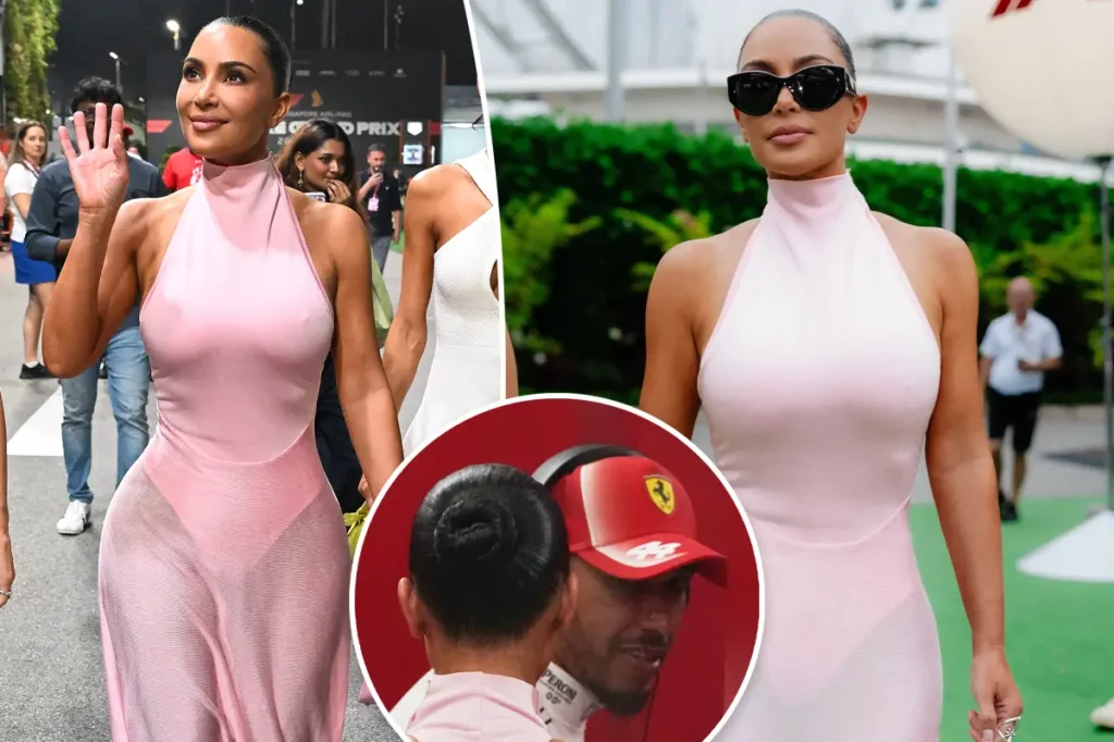 Kim Kardashian acompanha Lewis Hamilton no GP de Singapura de F1