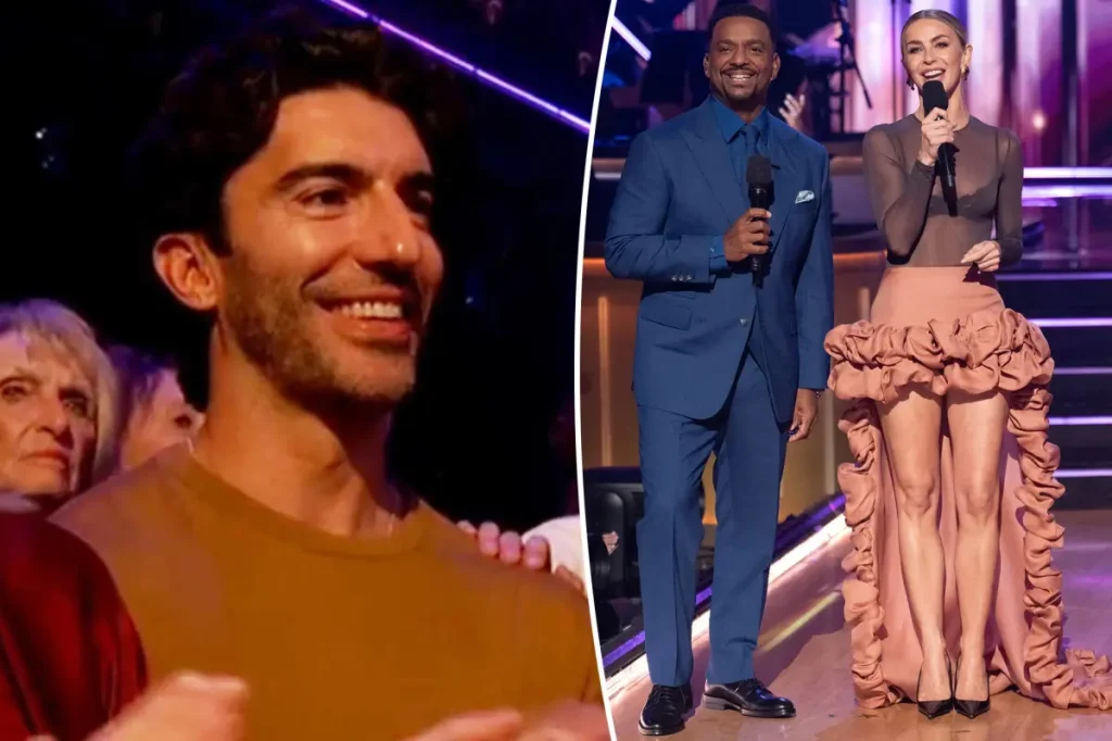 Justin Baldoni comparece a gravação do Dancing with the Stars como convidado de Julianne Hough