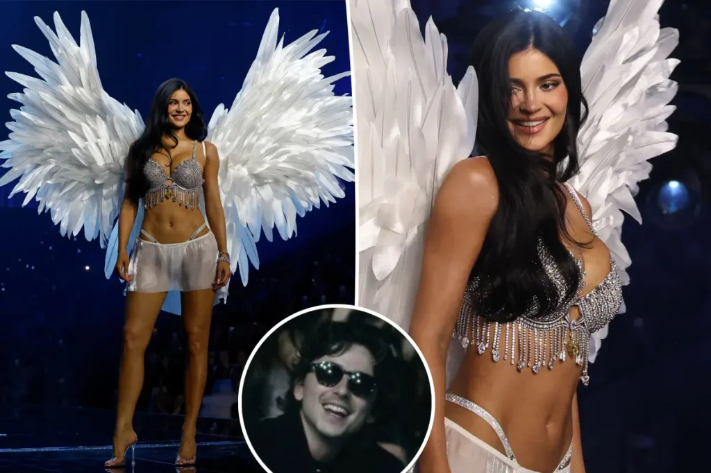 Kylie Jenner estreia na passarela da Victorias Secret com sutiã de US$ 50 milhões e reação de Chalamet chama atenção