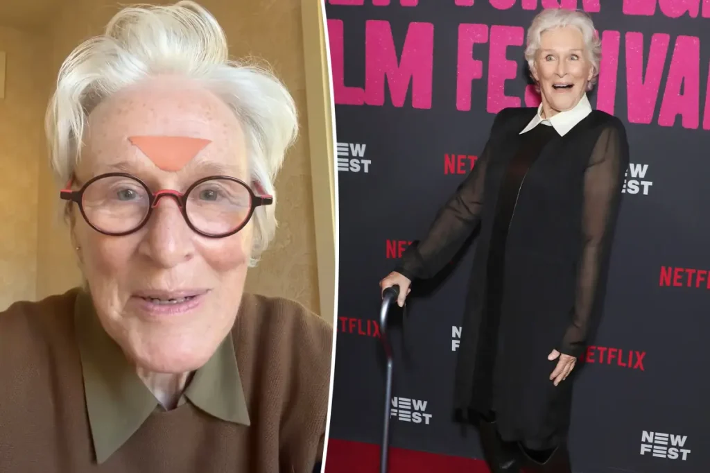Glenn Close aparece com bengala e explica motivo em vídeo