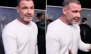 Liev Schreiber discute com repórter em estreia de Nocturne em Nova York