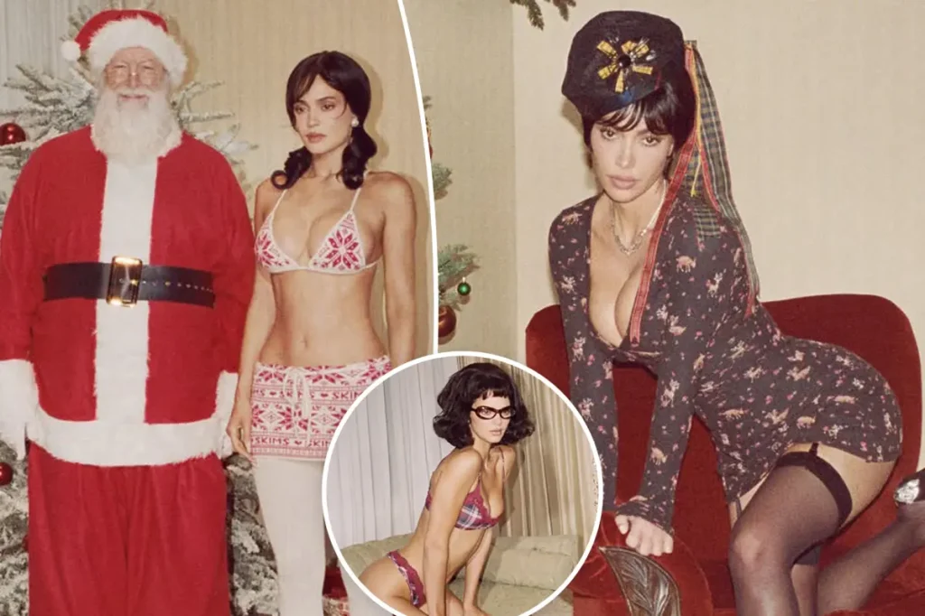Skims reúne irmãs Kardashian-Jenner em campanha natalina com Papai Noel