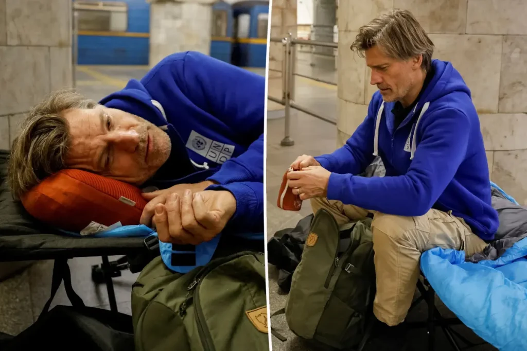 Nikolaj Coster-Waldau se abriga em estação de metrô na Ucrânia durante alerta de ataque aéreo