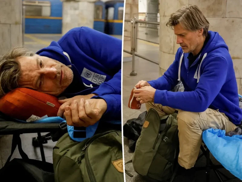 Nikolaj Coster-Waldau se abriga em estação de metrô na Ucrânia durante alerta de ataque aéreo