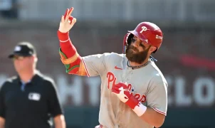 Phillies force Game 3 as Kyle Schwarber, Bryce Harper go back-to-back and Alec Bohm homers in 10th vs Braves