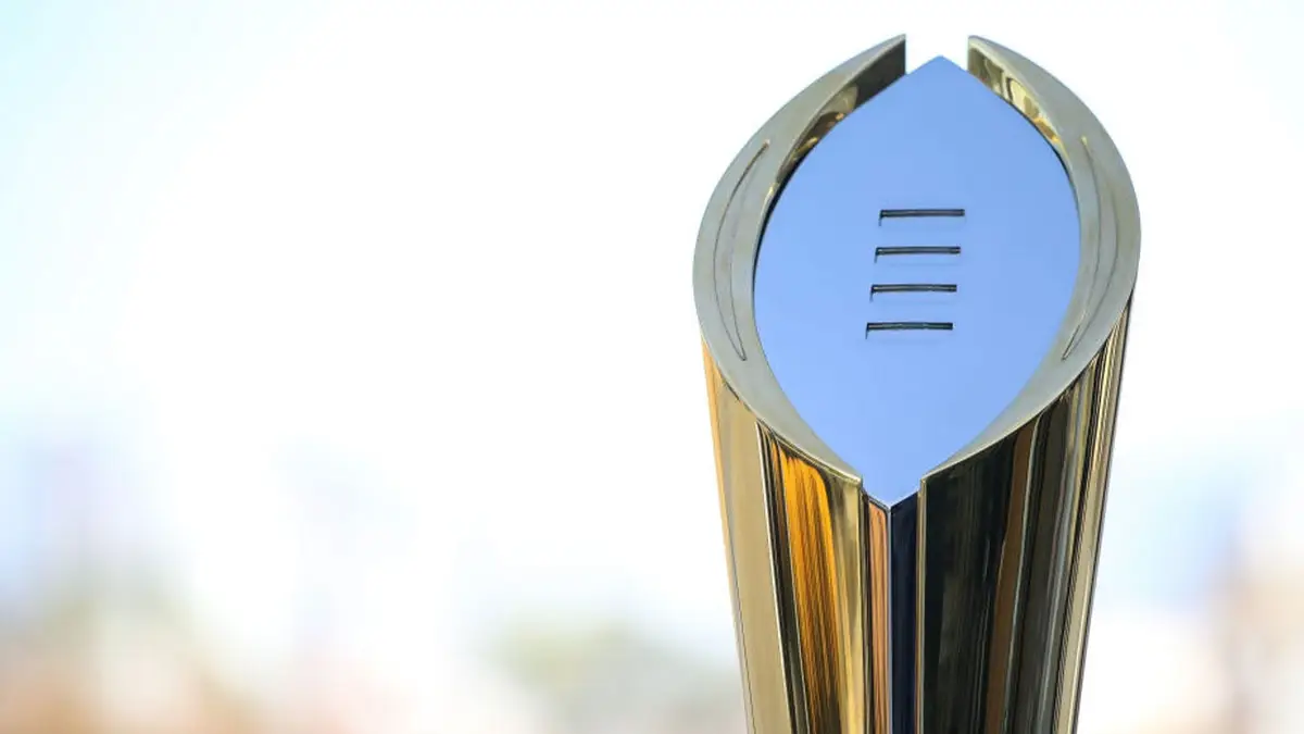 CFP trophy during the College Football Playoff