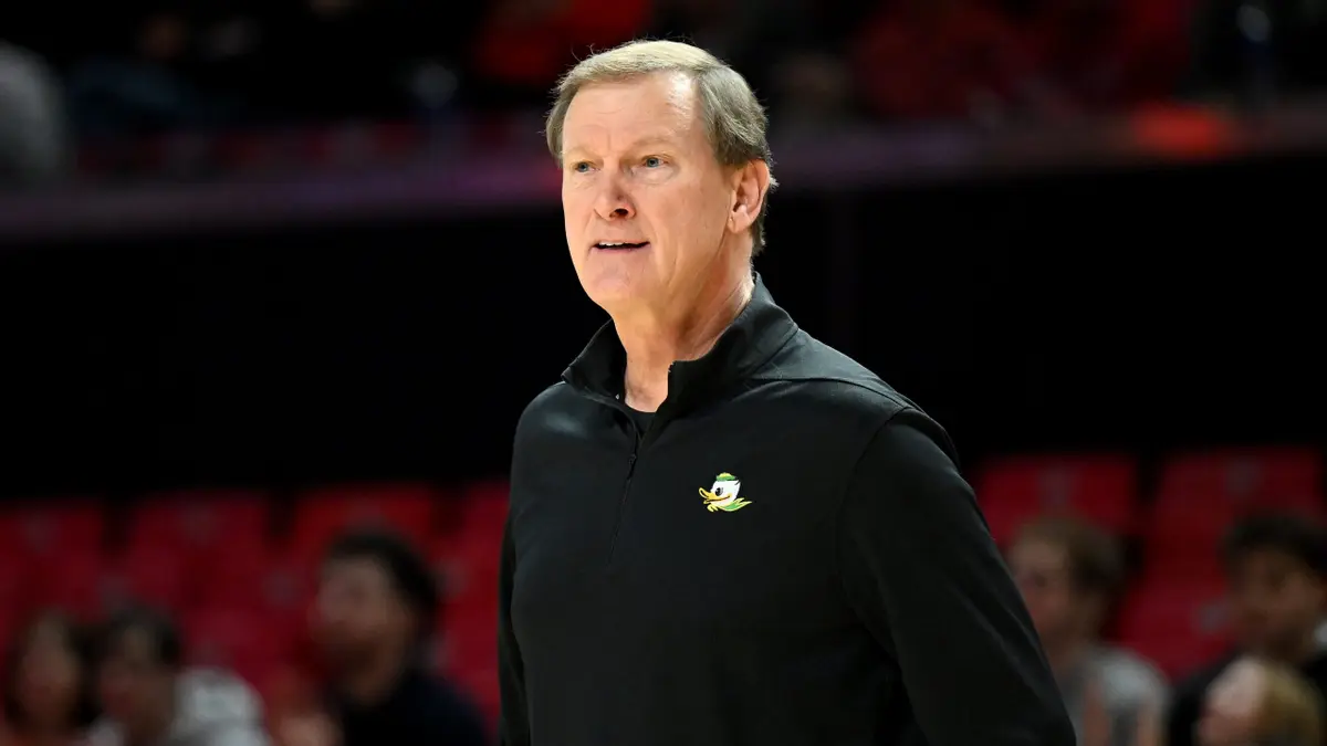 Dana Altman watches the game in College Park, Maryland