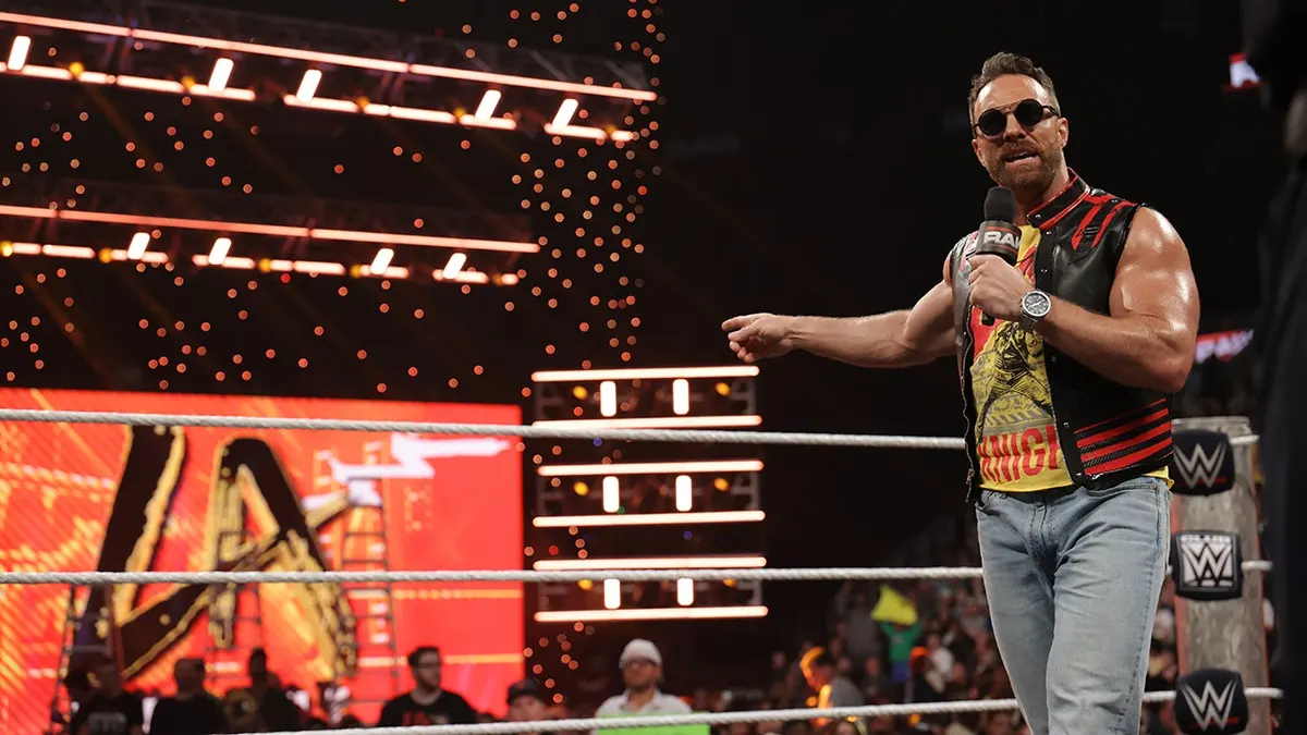 LA Knight addresses the WWE Universe during Monday Night RAW at Enterprise Center.