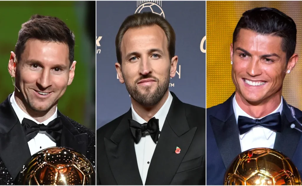 Kane conquista primeira Bola de Ouro aos 33 anos, uma década depois de Messi e Ronaldo