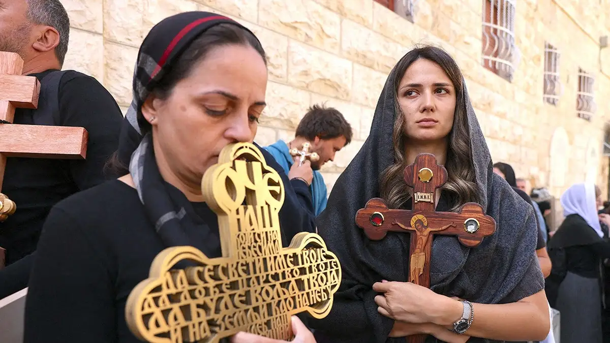 Christian pilgrims in Israel on Good Friday