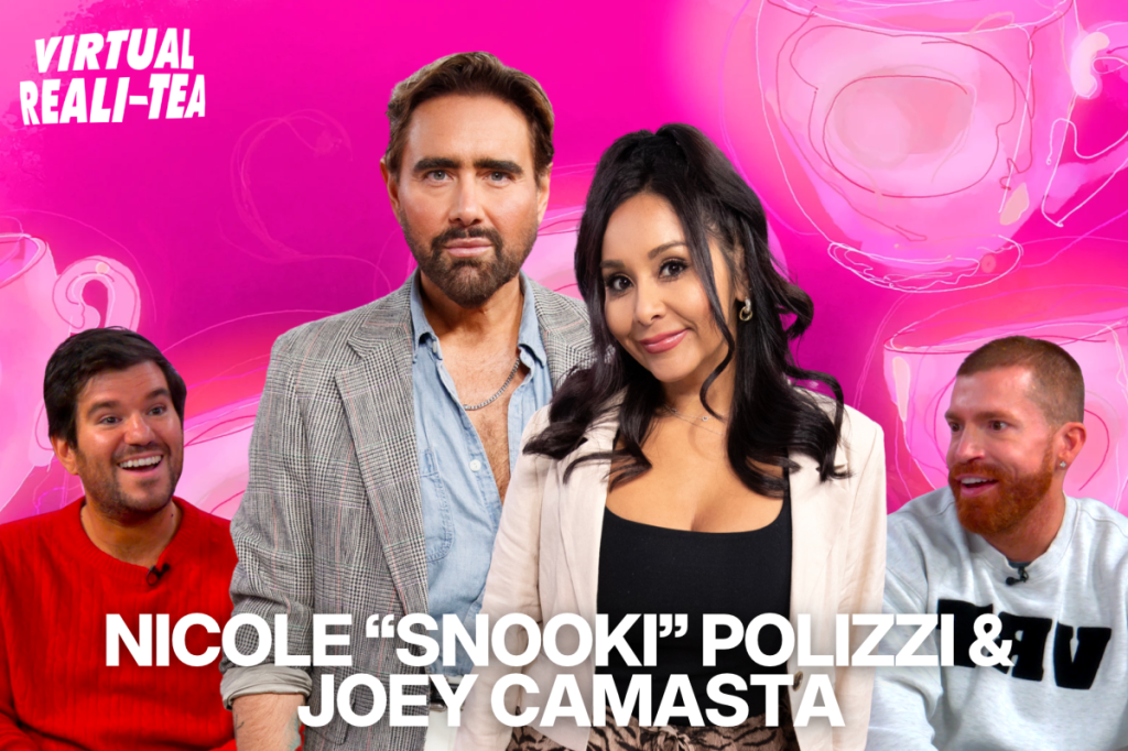 Snooki e Joey Camasta participam do Virtual Reali-Tea antes de evento de Halloween