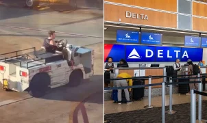 Traveler steals airport tug at John Wayne Airport in California, crashes vehicle