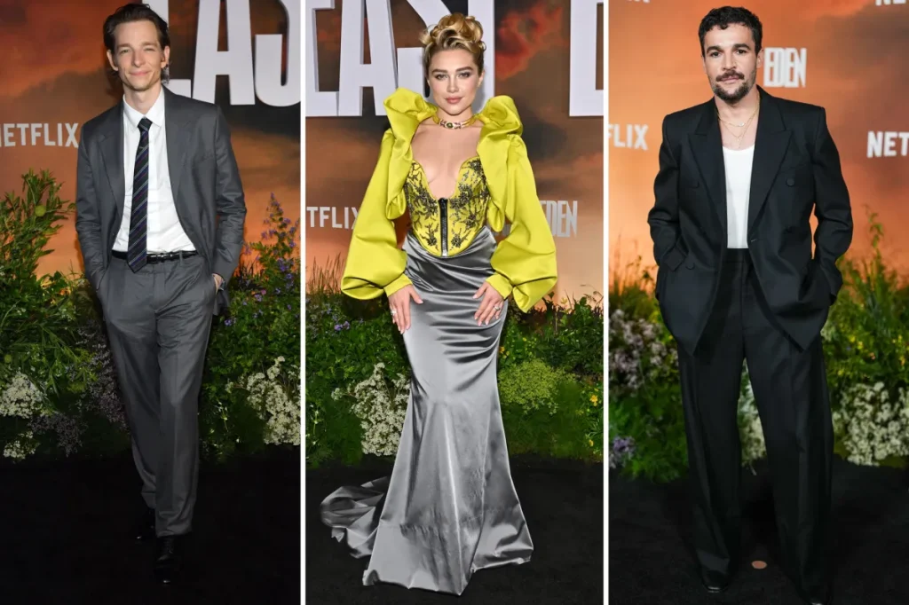 Florence Pugh e Christopher Abbott marcam presença na estreia de East of Eden em Nova York