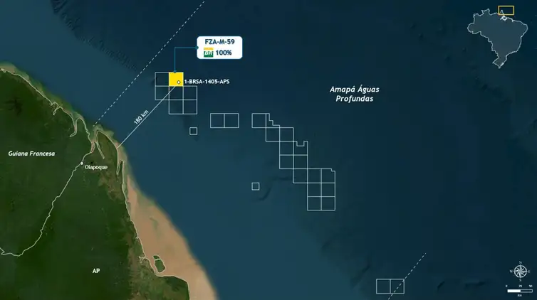 O poço identificado como 1-BRSA-1405-APS fica em águas ultra profundas, a 175 quilômetros da costa do Amapá. Foto: Petrobras/Divulgação