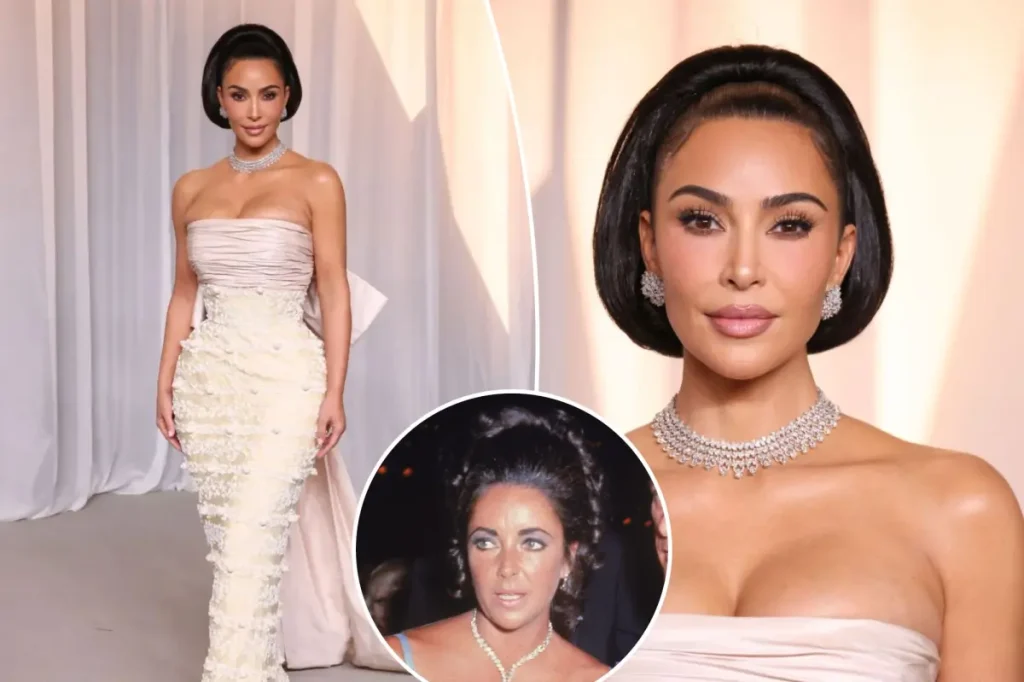 Kim Kardashian recria visual de Elizabeth Taylor no Academy Museum Gala 2026